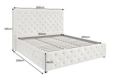 Design Boxbett PARIS 180x200cm champagner beige Samt mit Stauraum und Lattenrost