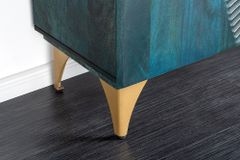 Handgearbeitetes Sideboard GOLDEN SUNSET 180cm türkis gold Mangoholz Metallbeine