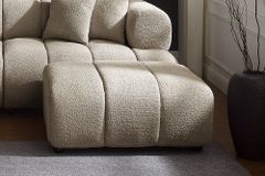 Moderner Hocker ADLON 100cm champagner greige Bouclé Federkern Fußhocker Sitzhocker