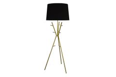 Vielseitige Stehlampe WARDROBE 175cm gold schwarz Garderobe mit Stoffschirm Metall