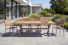 Moderner Gartentisch DESIGNO 200cm natur greige Aluminium wetterfest X-Gestell