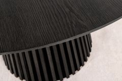 Runder Esstisch VALHALLA WOOD 140cm schwarz Eichenholz Säulenfuß