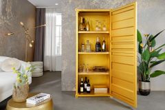 Design Aktenschrank GLOBETROTTER 180cm gold Eisen Container Upcycling Highboard
