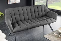 Esszimmer Sitzbank PAPILLON 165cm anthrazit Flachgewebe mit Lehnen schwarzes Metallgestell