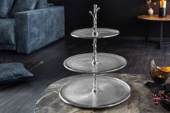 Design Etagere ABSTRACT 50cm silber mit drei Etagen