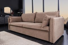 XXL Sofa mit Schlaffunktion APARTMENT  taupe Cord inkl. Bettkasten und Kissen