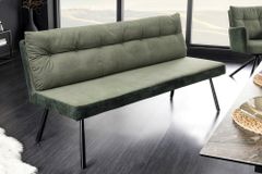 Gepolsterte Sitzbank BIG GEORGE 160cm grün Samt Strukturstoff Taschenfederkern schwarz