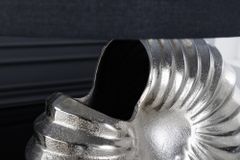 Design Tischlampe SHELL 60cm silber schwarz Metall Stoffschirm maritim