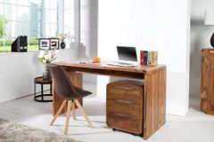 Massivholz Bürotisch CUBUS 120cm braun Sheeshamholz stone finish Schreibtisch