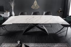 Ausziehbarer Esstisch PROMETHEUS 180-220-260cm weiß Marmor Keramik made in Italy