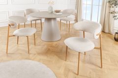 Design Stuhl BELFORT beige Strukturstoff Metallgestell Eiche
