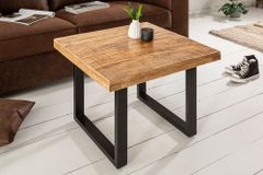 Massiver Couchtisch IRON CRAFT 60cm Mangoholz Industrial Design