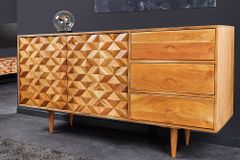 Massivholz Sideboard ALPINE 145cm Akazie honey finish Kommode mit Schubladen Retro Design