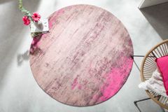 Vintage Teppich MODERN ART 150cm beige pink verwaschen rund Used Look