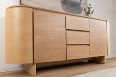 Modernes Sideboard OAK GRAIN 160cm natur Eichenholz vier Fächer mit drei Schubladen