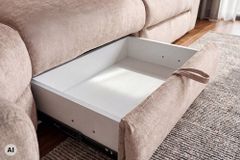 Multifunktionales Ecksofa PRIME 300cm beige Vogue Seiden Samtstoff Relaxfunktion
