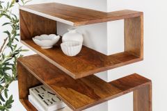 Massives 3er Set Wandregale SURREAL 65cm braun stone finish Außenecke Sheesham
