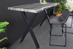 Industrial Bartisch WILD 120cm grau Wildeichen-Design schwarz Metall X-Gestell