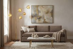 Design Stehlampe LIQUID DIAMOND 200cm gold fünf Glasschirme mit Marmorfuß