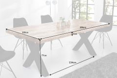 Massiver Esstisch IRON CRAFT 200cm natur Mangoholz Industrial Design X-Gestell schwarz Metall