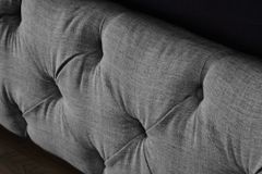 Design Boxbett PARIS 180x200cm grau Leinen Chesterfield Doppelbett