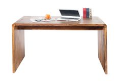 Massivholz Bürotisch CUBUS 120cm braun Sheeshamholz stone finish Schreibtisch