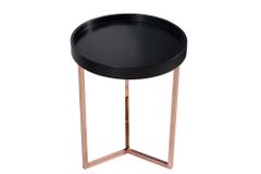 Extravaganter Beistelltisch MODULAR 40cm matt schwarz kupfer rund inkl. Tablett