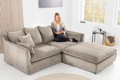 Großes 3-Sitzer Sofa HEAVEN 200cm greige Cord Federkern Hussensofa