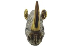 Deko-Wandfigur RHINO 60cm gold handmade Nashorn-Skulptur