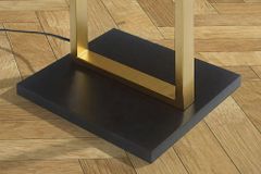 Minimalistische Stehlampe COLLEEN 160cm gold schwarz Stoffschirm mit Metallfuß