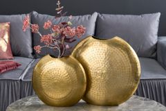 Elegantes Vasen 2er Set ORIENTAL 44cm gold im Grid Hammerschlag Design