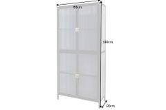 Moderne Vitrine AMSTERDAM 180cm schwarz gold Riffelglas Metall Highboard Schrank