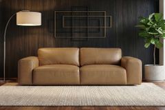 Echtleder Sofa BIG GEORGE 245cm cognac Taschenfederkern 3-Sitzer Couch