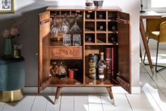 Massiver Barschrank MYSTIC LIVING 75cm Akazie braun gold Retro Design