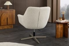 Drehbarer Design Sessel PAPILLON beige Bouclé Tweed soft 360° Metall höhenverstellbar