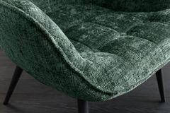 Design Sessel SCANDINAVIA grün Chenille Cremona schwarz Metall mit Armlehne