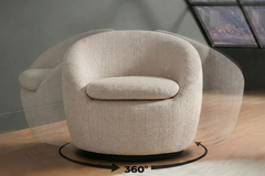 Drehbarer Design Sessel ALPINE beige Chenille Cremona 360° mit Armlehnen