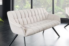 Esszimmer Sitzbank PAPILLON 165cm champagner beige mit Lehnen schwarzes Metallgestell
