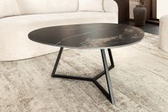 Design Couchtisch MARVELOUS 90cm schwarz gold sand Aurora Oro Keramik Metall