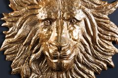 Goldene Wanddeko WILDLIFE LION 60cm gold Metall Löwenkopf-Skulptur handmade