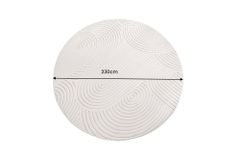Runder 3D strukturierter Kurzflor Teppich ART DECO 230cm beige creme Hoch-Tief-Effekt