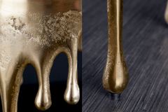 Extravaganter Beistelltisch LIQUID LINE 50cm gold Tropfen-Design Metall Aluminium rund