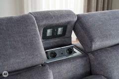 Multifunktionales Ecksofa PRIME 300cm grau Vogue Seiden Samtstoff Relaxfunktion
