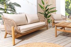 Wetterfestes Gartenlounge Set ROPE natur beige Akazienholz Aluminium inkl. Tisch Sitzpolster