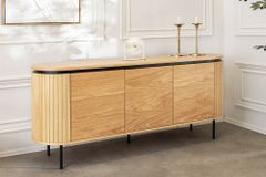 Modernes Sideboard ATELIER 160cm natur Eiche schwarz Metall vier Fächer