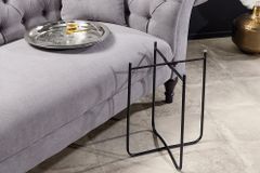 Orientalischer Beistelltisch CASABLANCA 50cm silber schwarz Tablett abnehmbar klappbar