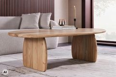 Design Couchtisch SCULPTURA 110cm natur Akazienholz organische Form