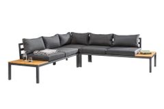 Große Garten Sitzgruppe MIAMI LOUNGE 240cm anthrazit Aluminium wetterfest Outdoor inkl. Kissen