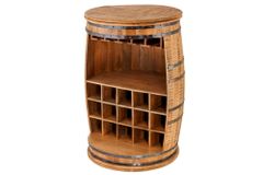 Vintage Weinregal BODEGA 90cm natur Mangoholz Barschrank Fass für 15 Flaschen