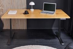 Höhenverstellbarer Schreibtisch OAK DESK 120cm natur Eiche schwarz Metall